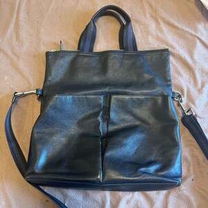 Coach Charles Foldover Tote F11241 in Black Leather